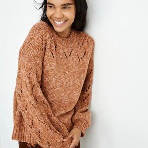 Madewell Pointelle Bubble-Sleeve Pullover Sweater